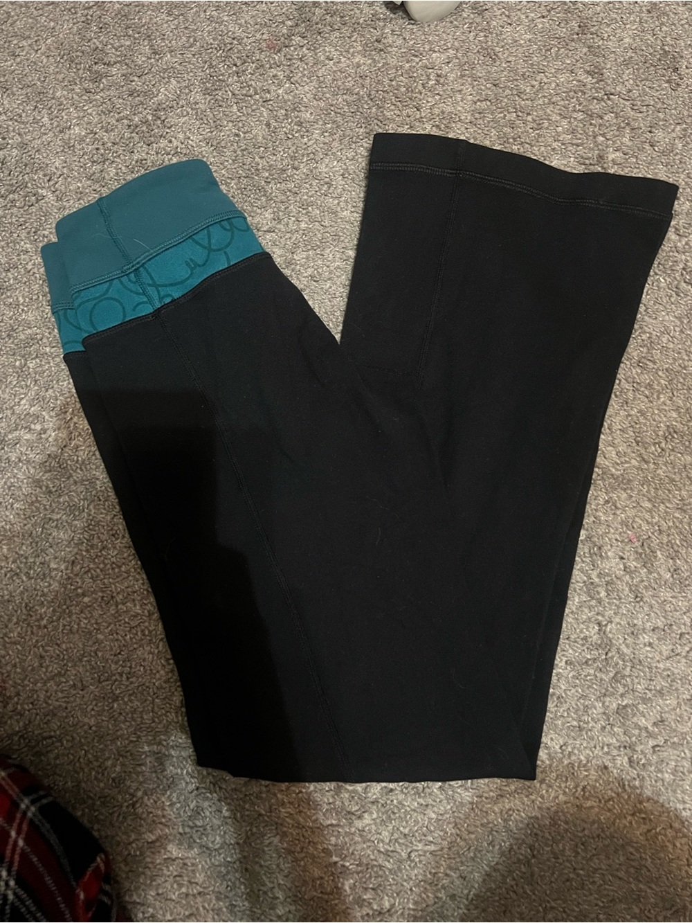 lululemon athletica Black Leggings with Teal Contrast Waistband
